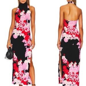 Norma Kamali Black and Pink Backless Dress